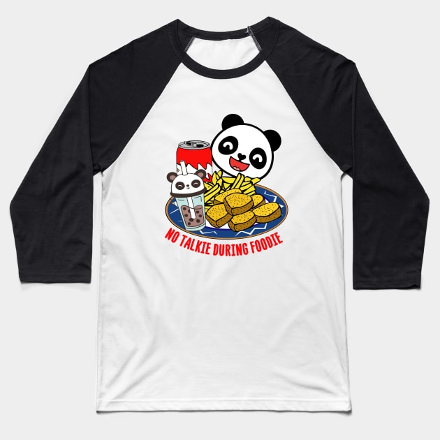 Funny Hungry Panda Bear Cute Foodie Baseball T-Shirt by Praizes